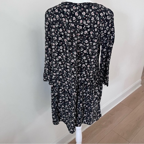 Old Navy Pleated Bust Floral Print Long Sleeve Tunic Dress | Size Medium | - Picture 4 of 6